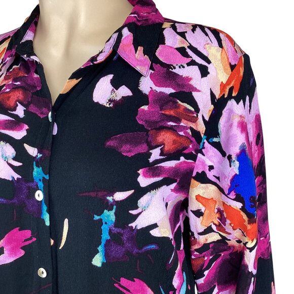 Habitat Top Size Small Vibrant Floral Multi-Color‎ Button-Down Blouse - Picture 3 of 6